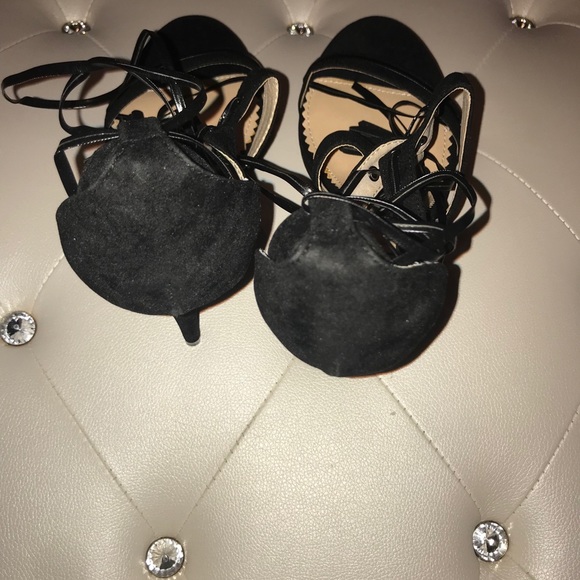 Colin Stuart Black Faux Suede Strappy Heeled Sandals Size 11B - Picture 8 of 10